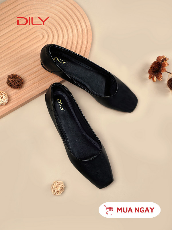 Giày búp bê mũi vuông đế thấp tiện dụng, trang nhã AA0477 - DILY