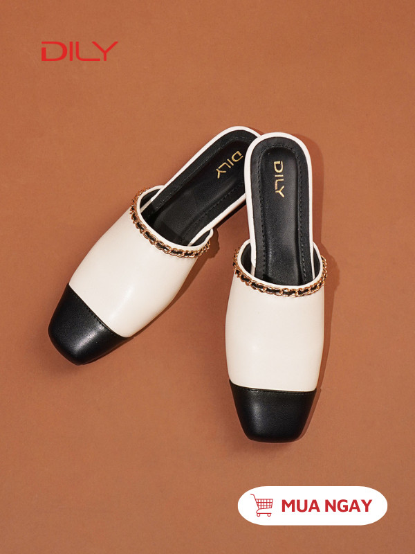 Dép sục mũi vuông gắn khóa xích sang trọng AA0483 - DILY