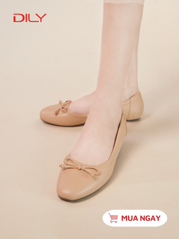 Giày búp bê mũi phối nơ xinh xắn AA0427 - DILY