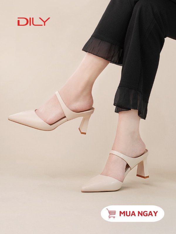 Mules mũi nhọn gót vuông chắc chân AA0454 - DILY