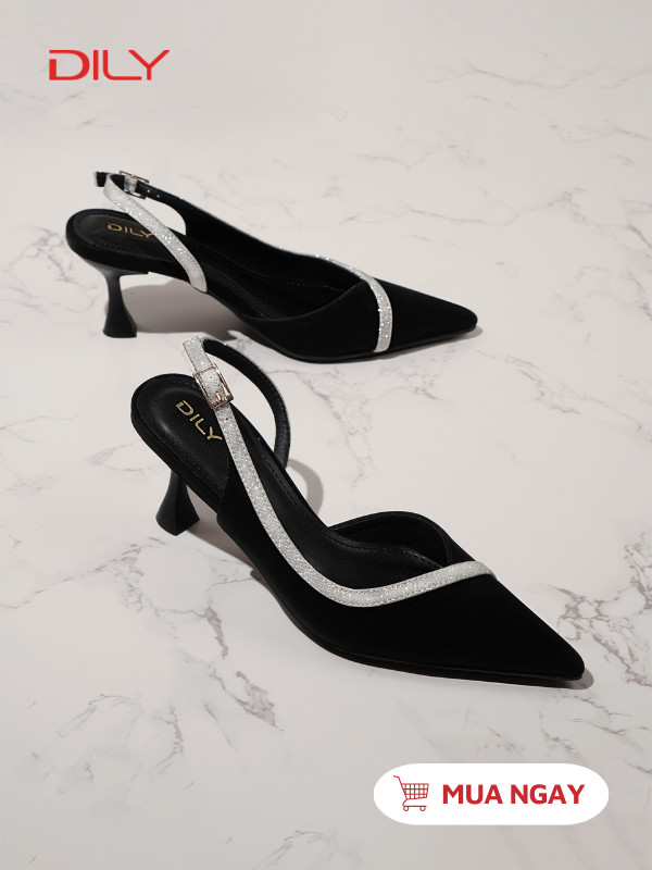 Slingback mũi nhọn quai kim tuyến sang trọng AA0480 - DILY