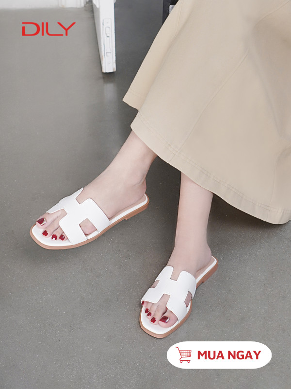 Dép bệt mũi vuông quai chữ H thanh lịch AA0362 - DILY