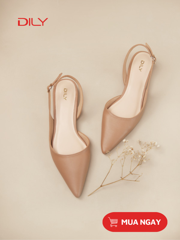 Slingback mũi nhọn đế thấp trang nhã, thanh lịch AA0439 - DILY