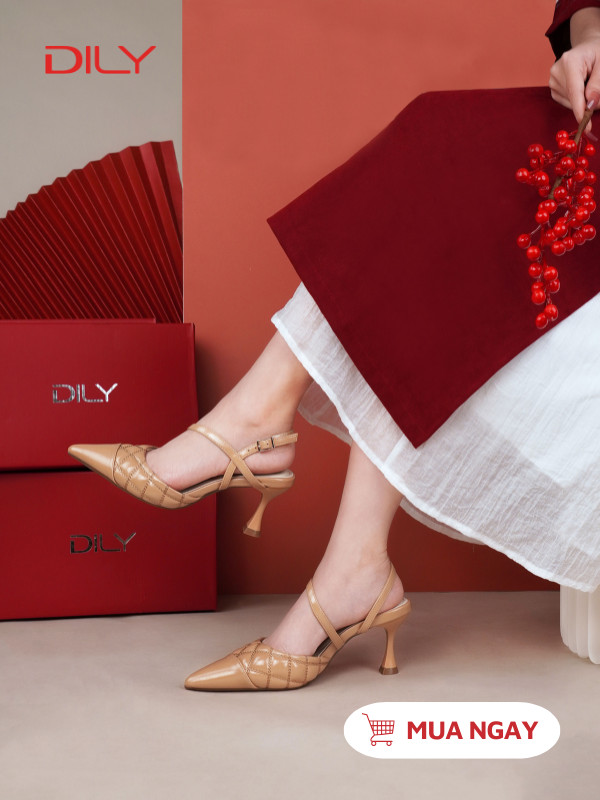 Giày cao gót mũi nhọn phối chỉ thời thượng AA0488 - DILY