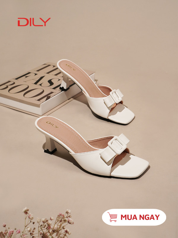 Guốc đẹp mũi vuông quai nơ trendy AA0486 - DILY