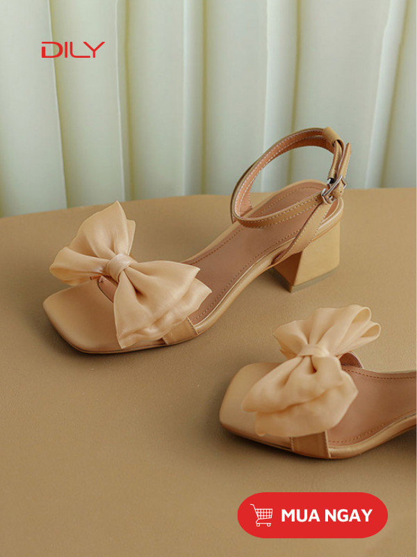 Giày sandal cao gót đính nơ điệu đà AA0340 - DILY