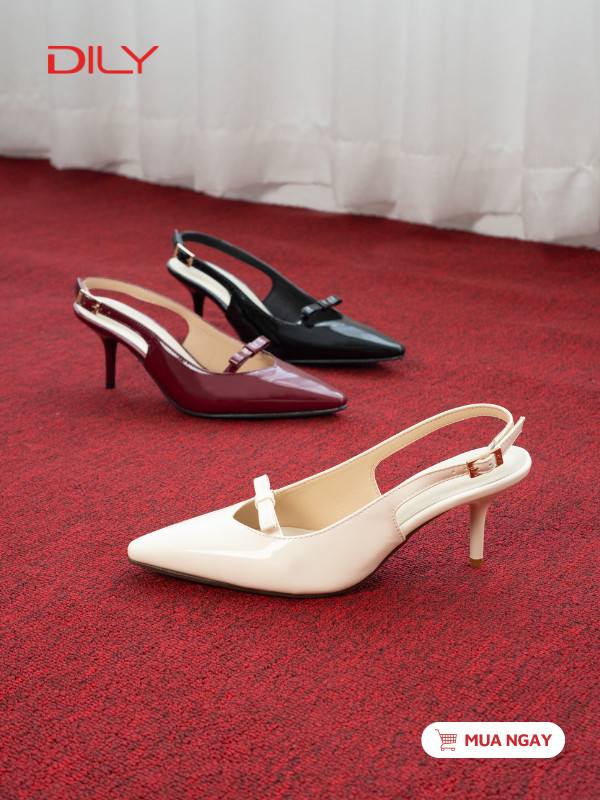 Giày slingback mũi nhọn phối nơ sang trọng DL0645 - DILY