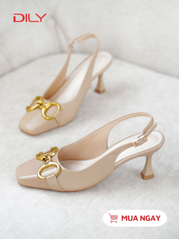 Giày slingback cao gót thiết kế đính khóa sang trọng DL0561 - DILY