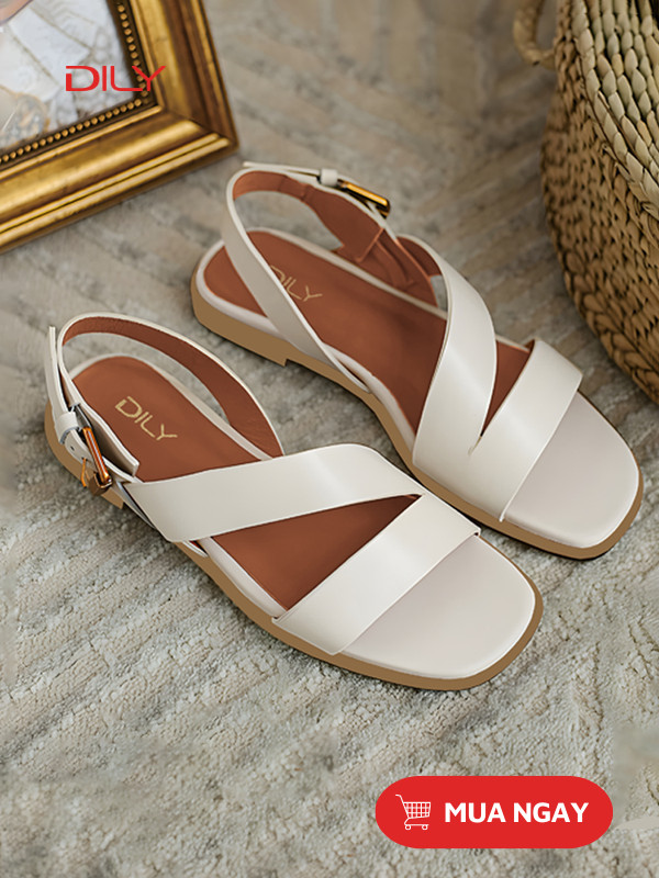 Sandal đế bệt quai chéo thanh lịch AA0385 - DILY
