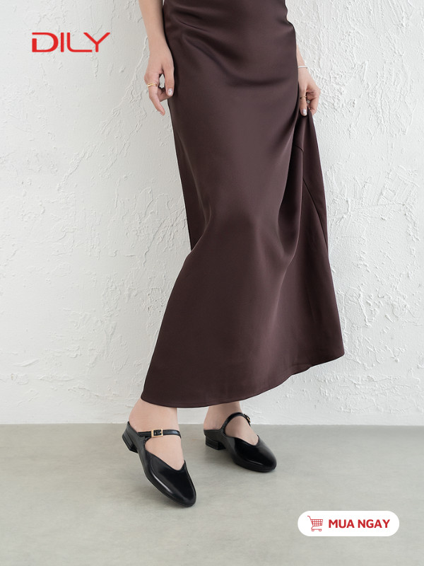Giày mules mũi tròn quai mảnh tôn chân DL0651 - DILY