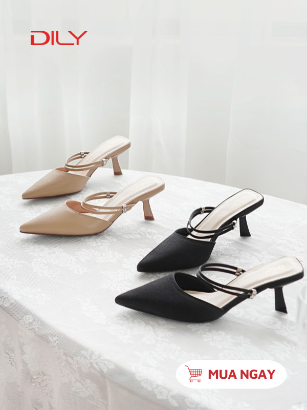 Guốc sục thiết kế mũi nhọn, quai mảnh tôn chân cao 6cm DL0556 - DILY 