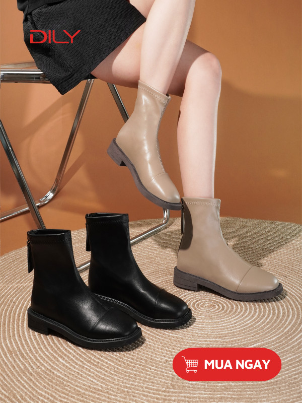 Boot nữ cổ thấp bằng da cao cấp, sang trọng AG0131 - DILY