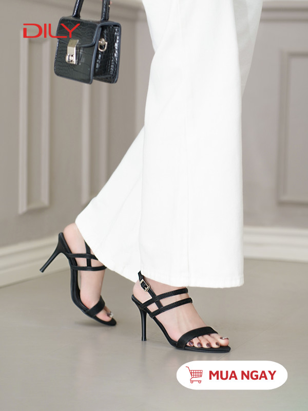 Sandal cao gót quai mảnh chất da vân sang trọng DL0572 - DILY