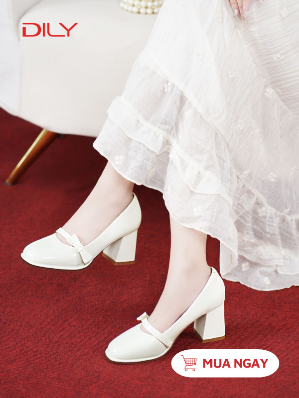 Giày cao gót đế vuông chắc chân, thiết kế quai nơ cực xinh DL0567 - DILY