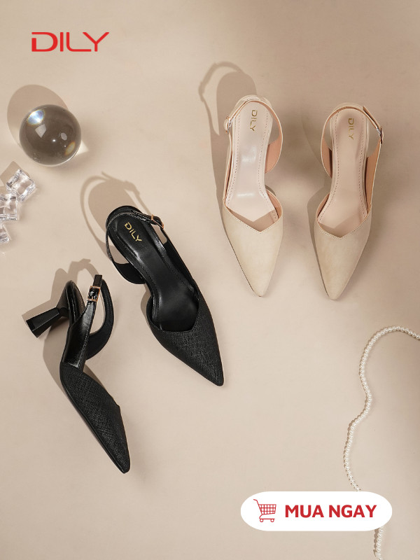Giày cao gót slingback phối da sang trọng AA0479 - DILY