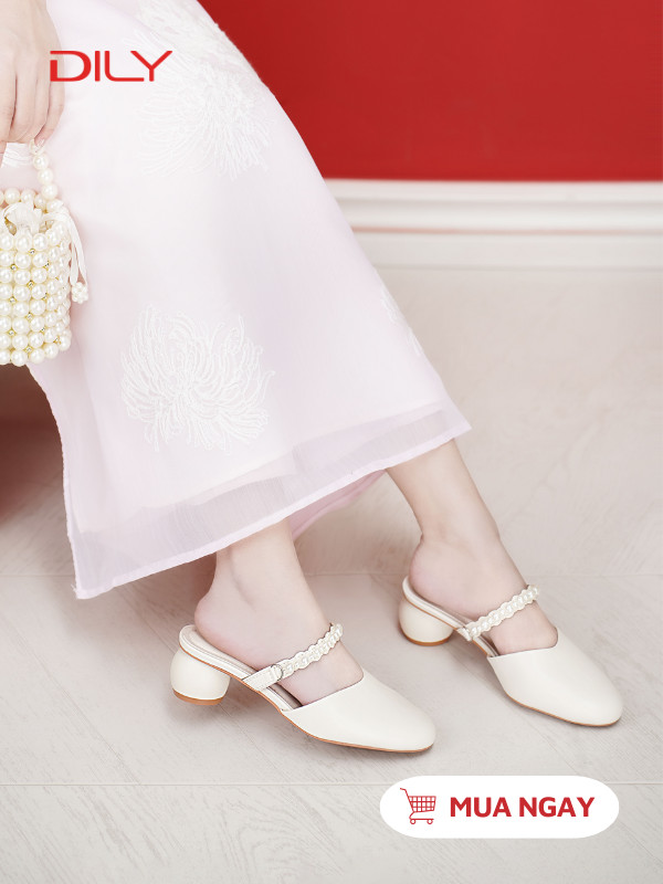 Mules mũi tròn quai đính ngọc trẻ trung DL0564 - DILY