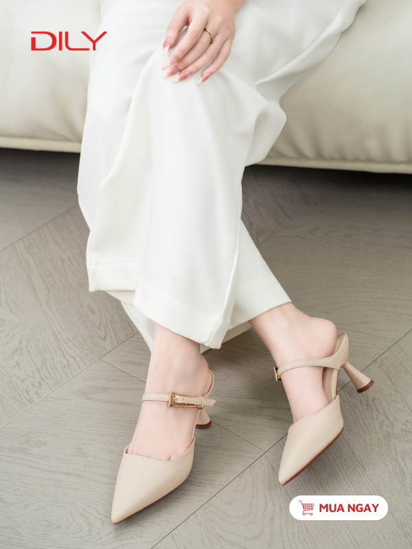 Guốc sục mũi nhọn quai phối khóa sang trọng DL0616 - DILY