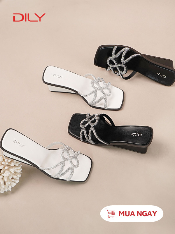 Dép guốc 5p quai đính đá sang trọng AA0476 - DILY