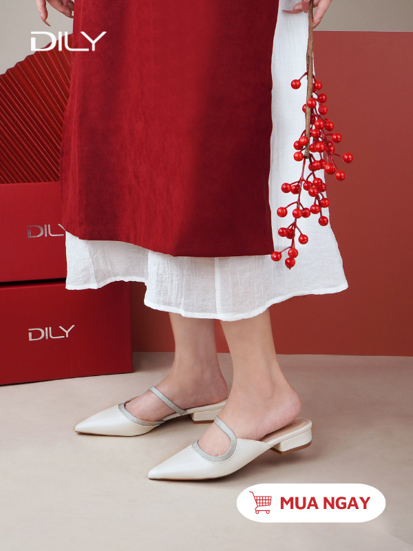 Guốc sục mũi nhọn quai kim tuyến sang trọng AA0490 - DILY