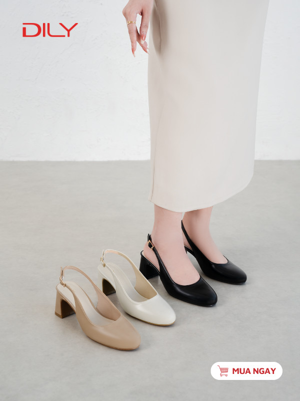 Giày slingback mũi tròn thiết kế tối giản, thanh lịch DL0683 - DILY