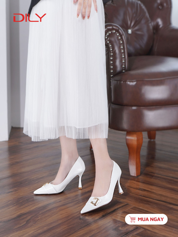 Cao gót mũi nhọn khóa chữ C tôn chân DL0545 - DILY