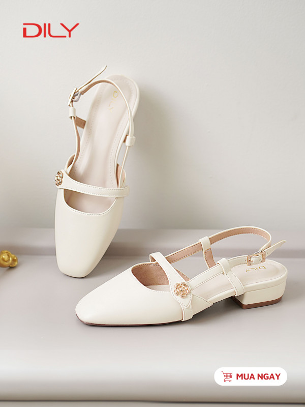 Giày búp bê mũi vuông quai đính hoa sang trọng DL0570 - DILY