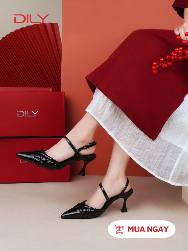 Giày cao gót mũi nhọn phối chỉ thời thượng AA0488 - DILY