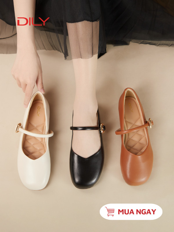 Giày búp bê mũi tròn style Hàn Quốc, lót giày siêu êm AA0438 - DILY
