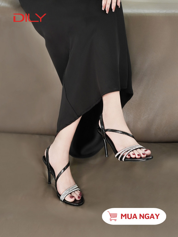 Sandal cao gót quai mảnh đính đá sang trọng DL0550 - DILY