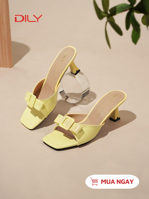 Guốc đẹp mũi vuông quai nơ trendy AA0486 - DILY
