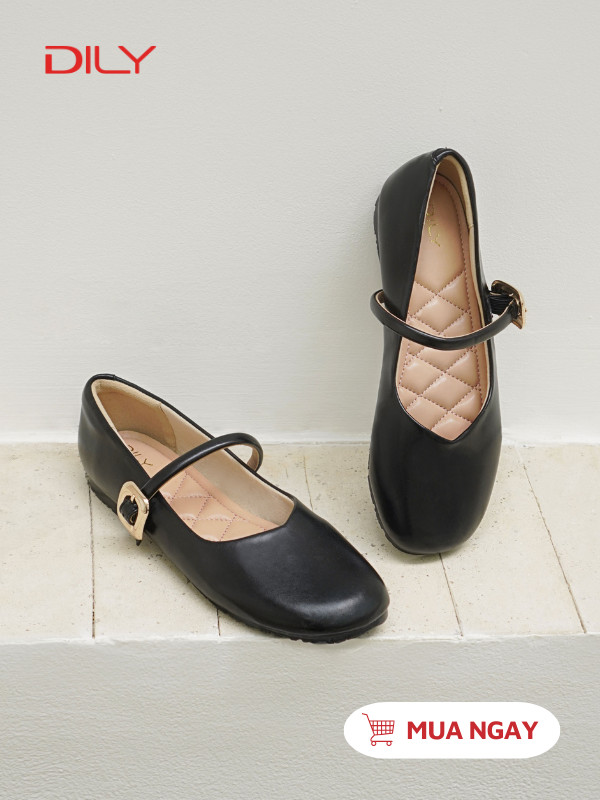 Giày búp bê mũi tròn kèm khóa kim loại cực xinh AA0438 - DILY