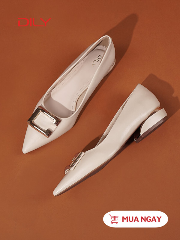 Giày búp bê mũi nhọn khóa chữ C sang trọng AA0489 - DILY