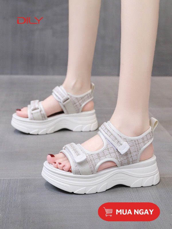 Giày xăng đan đế cao vải canvas năng động AG0051 - DILY