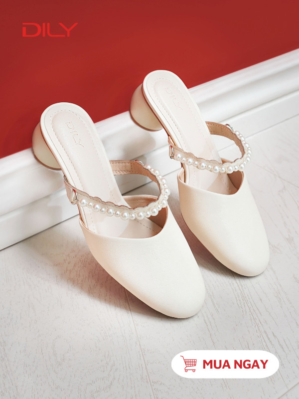Mules mũi tròn quai đính ngọc xinh xắn DL0564 - DILY