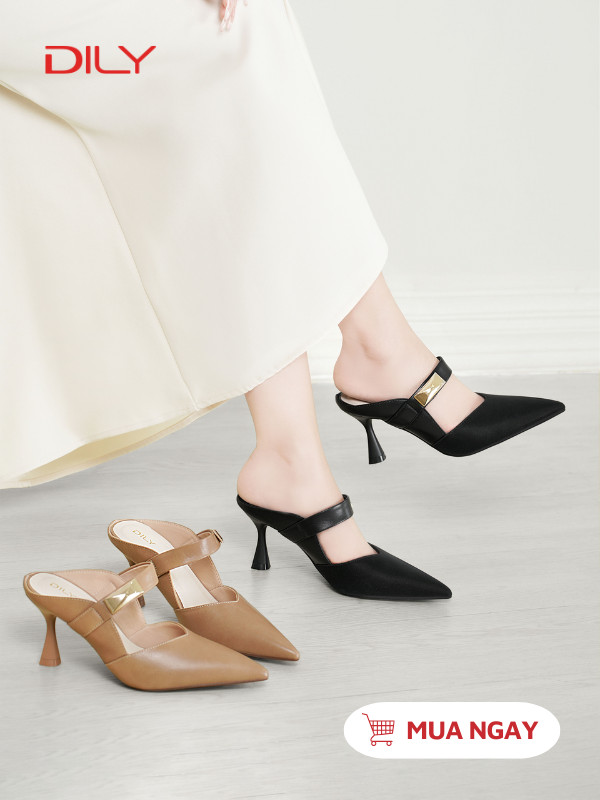 Guốc sục mũi nhọn gót 7cm tôn dáng DL0589 - DILY