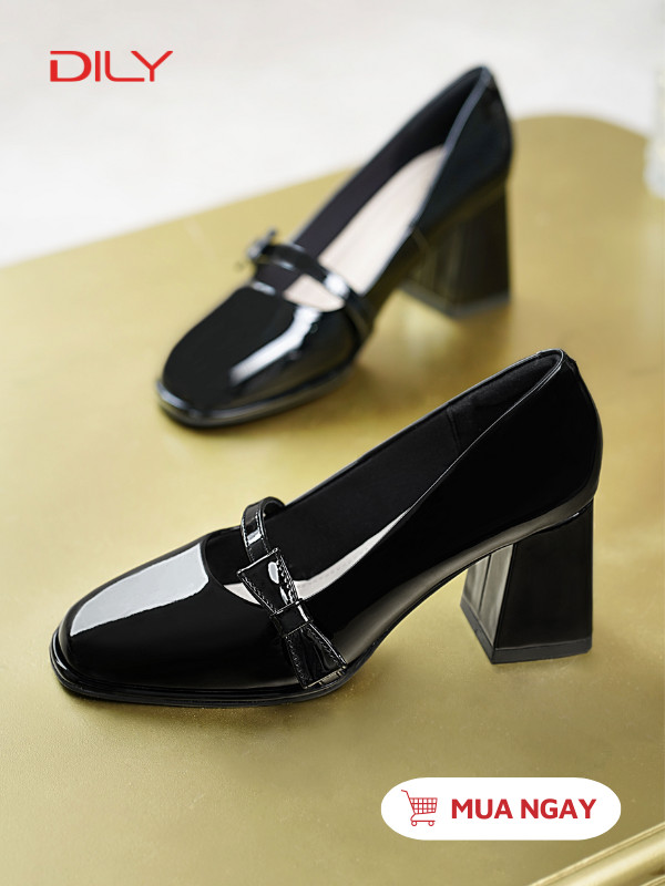 Giày cao gót đế vuông chắc chân, thiết kế quai nơ cực xinh DL0567 - DILY
