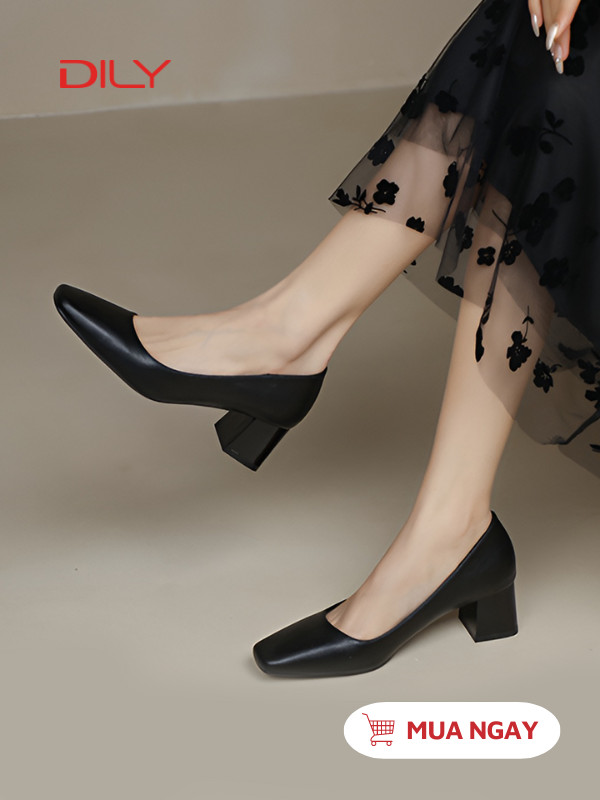 Giày cao gót công sở mũi vuông cổ điển AA0388 - DILY