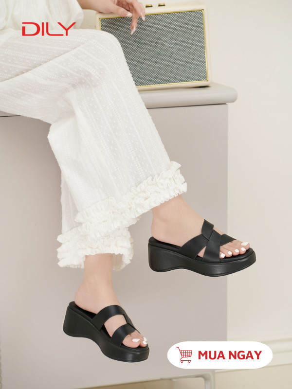 Dép bánh mì quai chéo đế cao tôn dáng AA0429 - DILY