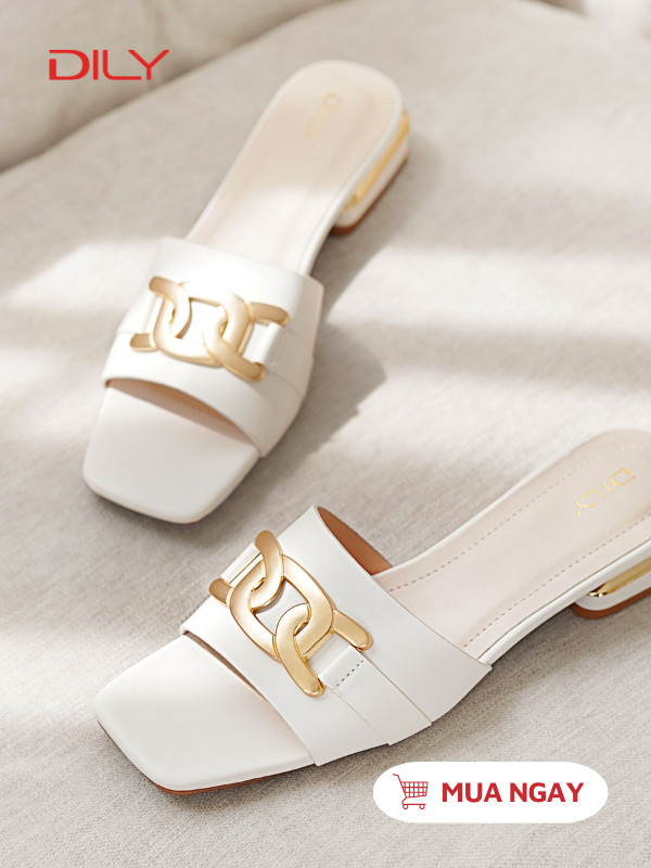 Guốc mũi vuông phối khóa kim loại sang trọng AA0409 - DILY
