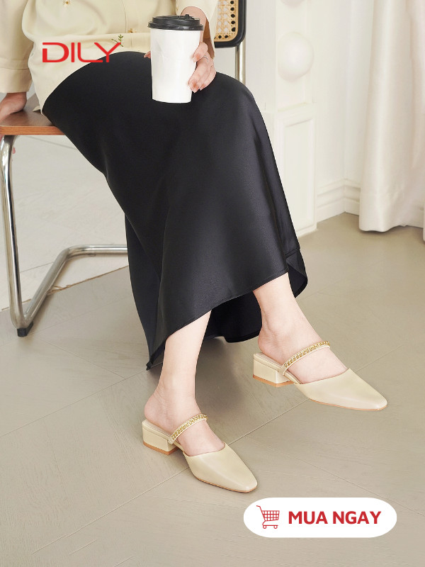 Guốc mũi vuông phối khóa xích sang trọng DL0539 - DILY