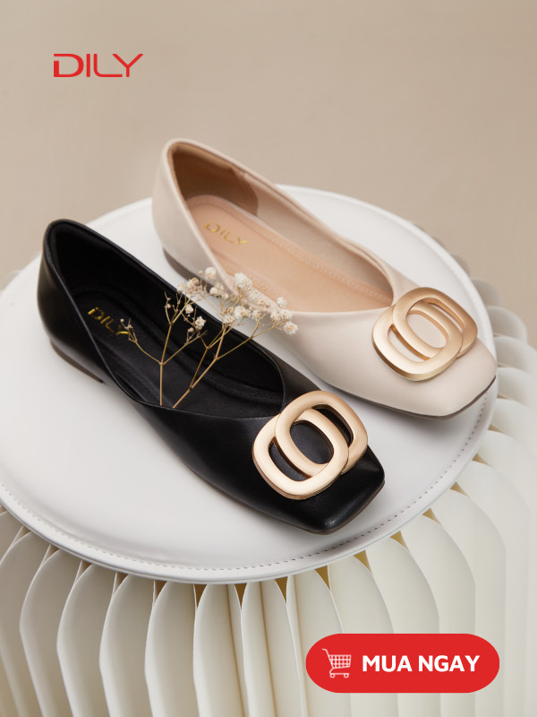 Giày búp bê siêu êm gắn khóa kim loại sang trọng AA0434 - DILY