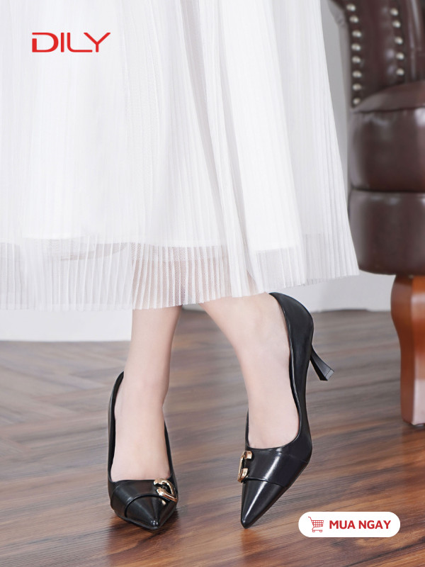 Cao gót mũi nhọn khóa chữ C tôn chân DL0545 - DILY