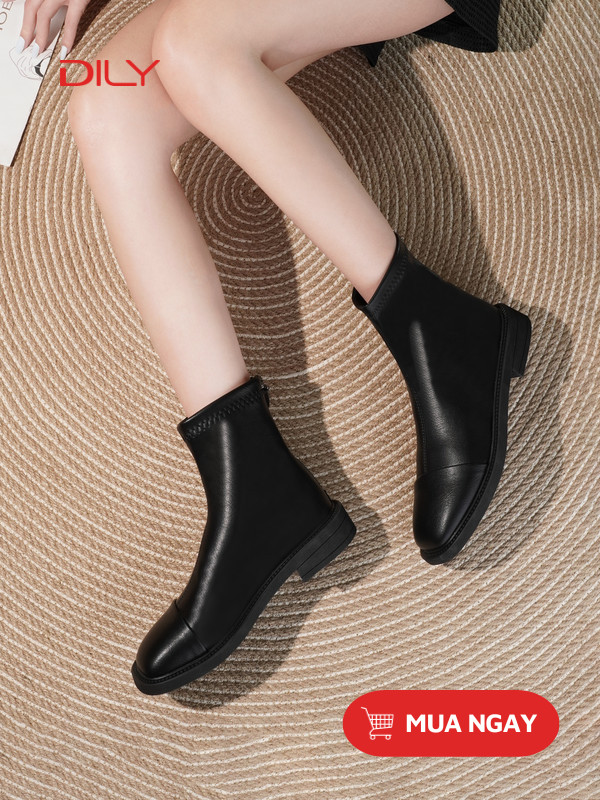 Boot nữ cổ thấp bằng da cao cấp, sang trọng AG0131 - DILY