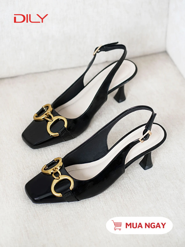 Giày slingback mũi vuông phối khóa sang trọng DL0561 - DILY