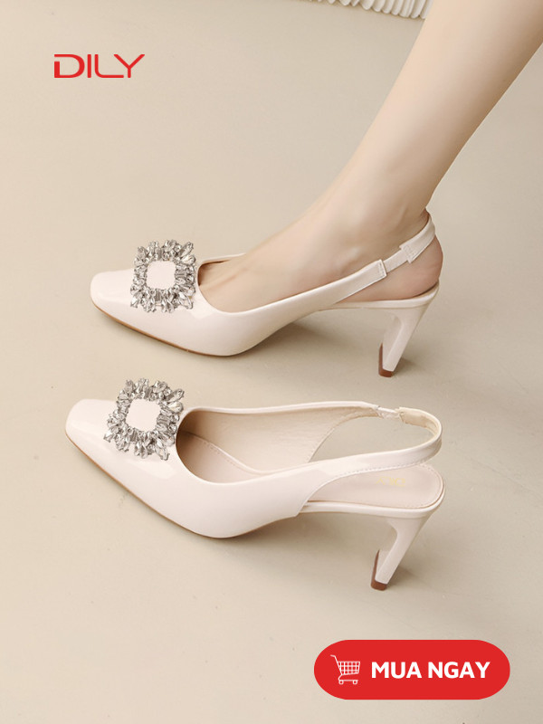Giày cao gót slingback đi tiệc gắn tag đá sang trọng AA0369 - DILY