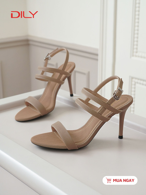 Sandal cao gót quai mảnh, da vân sang trọng DL0572 - DILY