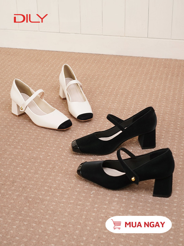 Giày cao gót thiết kế mũi vuông, quai mảnh thanh lịch cao 5cm DL0557 - DILY
