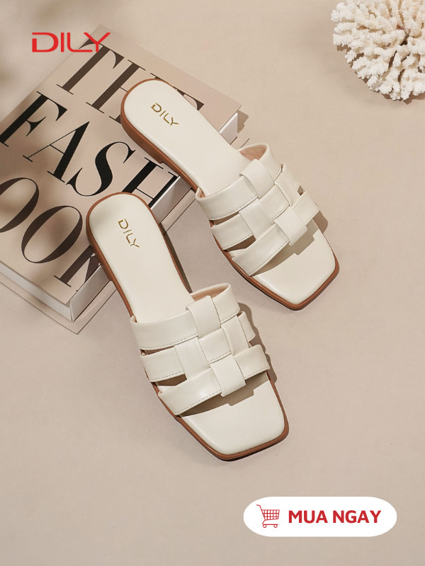 Dép bệt mũi vuông quai đan bản lớn thời trang AA0487 - DILY