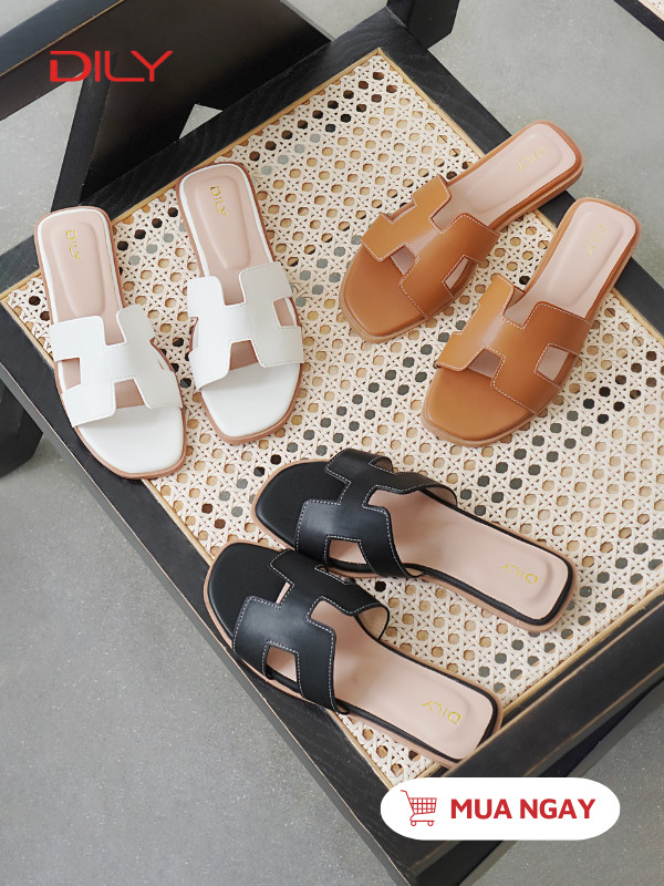 Dép bệt mũi vuông quai chữ H thanh lịch AA0362 - DILY