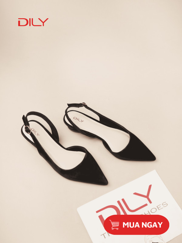 Slingback mũi nhọn đế thấp trang nhã, thanh lịch AA0439 - DILY